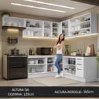 Armário de Cozinha Completa de Canto 486cm Branco 60cm de Profundidade Agata Madesa 01