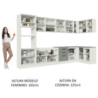 Armário de Cozinha Planejada de Canto 499cm Branco/Cinza Agata Madesa 01