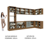 Armário de Cozinha Planejada de Canto 499cm Rustic/Cinza Agata Madesa 01
