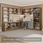 Armário de Cozinha Completa 549cm Rustic/Cinza Agata Madesa 01