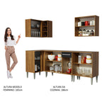 Armário de Cozinha Completa de Canto 293cm Rustic/Preto Emilly Open Madesa 01