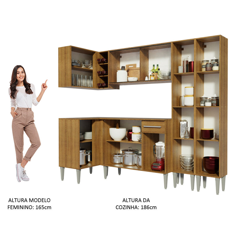 Armário de Cozinha Completa de Canto 293cm Rustic Emilly Self Madesa 05