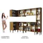 Armário de Cozinha Completa de Canto 325cm Rustic/Preto Emilly Space Madesa 03