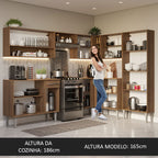 Armário de Cozinha Completa de Canto 417cm Preto/Rustic Emilly Madesa 02