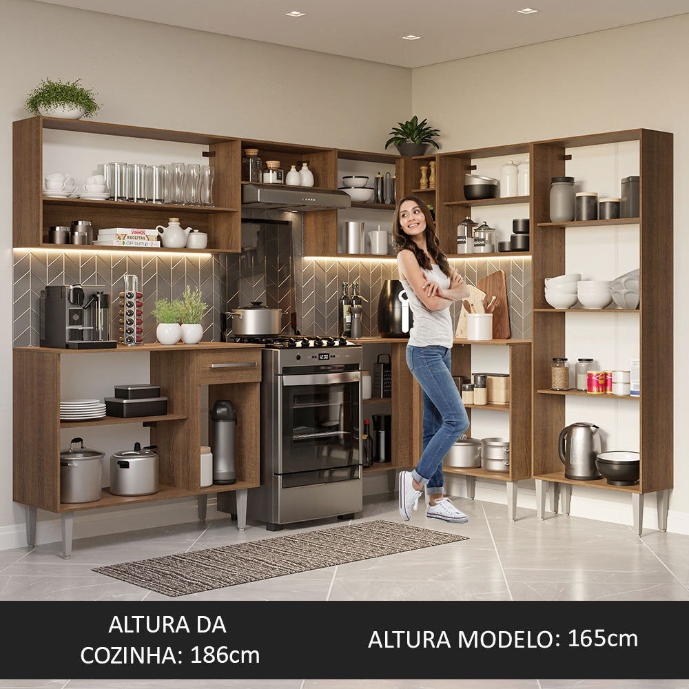 Armário de Cozinha Completa de Canto 417cm Cinza/Rustic Emilly Madesa 02