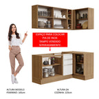 Armário de Cozinha Compacta de Canto 269cm Rustic/Branco Glamy Madesa 01