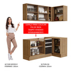 Armário de Cozinha Compacta de Canto 269cm Rustic/Preto Glamy Madesa 01