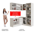Armário de Cozinha Completa de Canto 329cm Branco Glamy Madesa 01