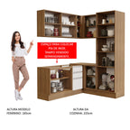Armário de Cozinha Completa de Canto 329cm Rustic Branco Glamy Madesa 01