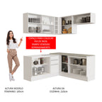 Armário de Cozinha Completa de Canto 349cm Branco Glamy Madesa 01