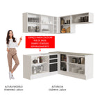 Armário de Cozinha Completa de Canto 349cm Branco/Preto Glamy Madesa 01