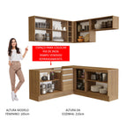 Armário de Cozinha Completa de Canto 349cm Rustic/Rustic/Crema Glamy Madesa 01