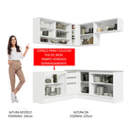 Armário de Cozinha Completa de Canto 349cm Branco Glamy Madesa 02