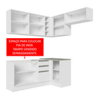 Armário de Cozinha Completa de Canto 349cm Branco Glamy Madesa 07