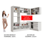 Armário de Cozinha Completa de Canto 399cm Branco Glamy Madesa 02