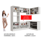 Armário de Cozinha Completa de Canto 399cm Branco Preto Glamy Madesa 02