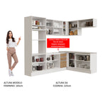 Armário de Cozinha Completa de Canto 419cm Branco/Rustic Glamy Madesa 01