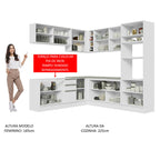 Armário de Cozinha Completa de Canto 459cm Branco Glamy Madesa 01