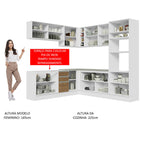Armário de Cozinha Completa de Canto 459cm Branco Rustic Glamy Madesa 01