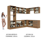 Armário de Cozinha Completa de Canto 479cm Rustic Glamy Madesa 01