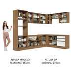 Armário de Cozinha Completa de Canto 479cm Rustic Branco Glamy Madesa 01