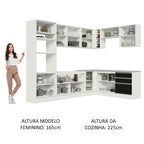 Armário de Cozinha Completa de Canto 479cm Branco Preto Glamy Madesa 01