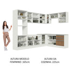Armário de Cozinha Completa de Canto 479cm Branco Rustic Glamy Madesa 01