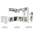 Armário de Cozinha Completa de Canto 504cm Branco/Preto Glamy Madesa 01