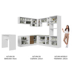 Armário de Cozinha Completa de Canto 504cm Branco/Rustic Glamy Madesa 01