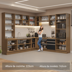 Armário de Cozinha Completa 549cm Rustic/Preto Glamy Madesa 01