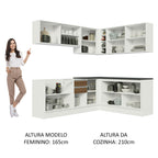 Armário de Cozinha Completa de Canto 100% MDF 389cm Branco/Rustic Acordes Madesa 02