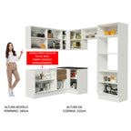 Armário de Cozinha Completa de Canto 100% MDF 419cm Rustic/Branco Acordes Madesa 01