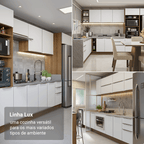 Armário de Cozinha Completa de Canto 416 cm Rustic/Branco Veludo Lux Madesa 01