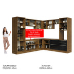 Armário de Cozinha Completa de Canto 546 x 60 cm Rustic/Preto Lux Madesa 01