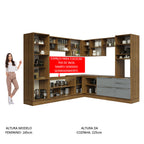 Armário de Cozinha Completa de Canto 546 x 60 cm Rustic/Cinza Lux Madesa 01