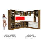 Armário de Cozinha Completa de Canto 546 x 60 cm Rustic/Branco Veludo Lux Madesa 01