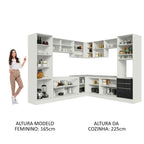 Armário de Cozinha Completa de Canto 546cm Branco/Preto Lux Madesa 03