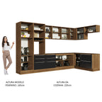 Armário de Cozinha Completa de Canto 546cm Rustic/Preto Lux Madesa 05