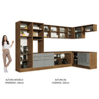 Armário de Cozinha Completa de Canto 546cm Rustic/Cinza Lux Madesa 05