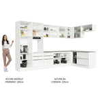 Armário de Cozinha Completa de Canto 546 x 60 cm Branco Veludo Lux Madesa 05