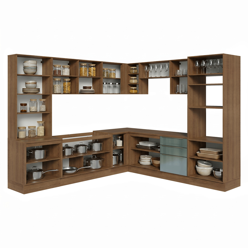 Armário de Cozinha Completa 566 x 60 cm Rustic/Cinza Lux Madesa 01