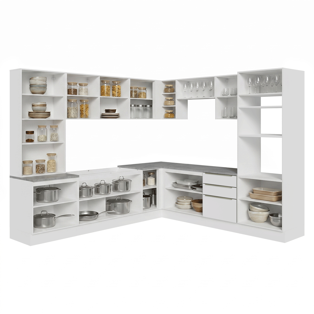 Armário de Cozinha Completa 566 x 60 cm Banco Veludo Lux Madesa 01