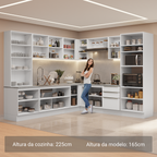 Armário de Cozinha Completa 566cm Banco Veludo Lux Madesa 01