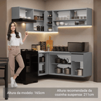 Armário de Cozinha Completa de Canto Suspenso 325cm Cinza Nice Madesa 02