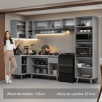 Armário de Cozinha Completa de Canto 385cm Cinza Nice Madesa 03
