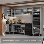 Armário de Cozinha Completa de Canto 385cm Cinza Nice Madesa 04