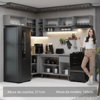 Armário de Cozinha Completa de Canto 405cm Cinza Nice Madesa 05