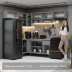 Armário de Cozinha Completa de Canto 405cm Cinza Nice Madesa 06