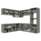 Armário de Cozinha Completa de Canto 445cm Suspensa Cinza Nice Madesa 03