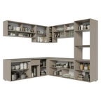 Armário de Cozinha Completa de Canto 445cm Suspensa Crema Nice Madesa 03